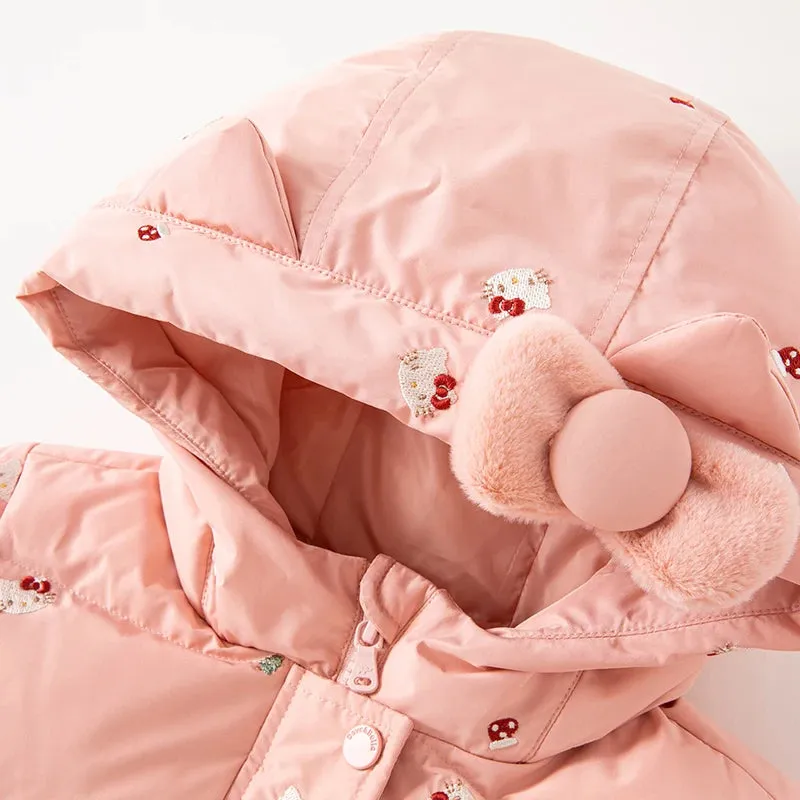 Cute Girls Kitty Printed Hooded Warm Jackets