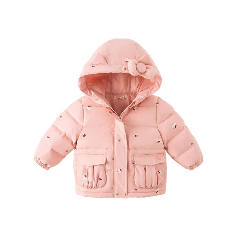 Cute Girls Kitty Printed Hooded Warm Jackets