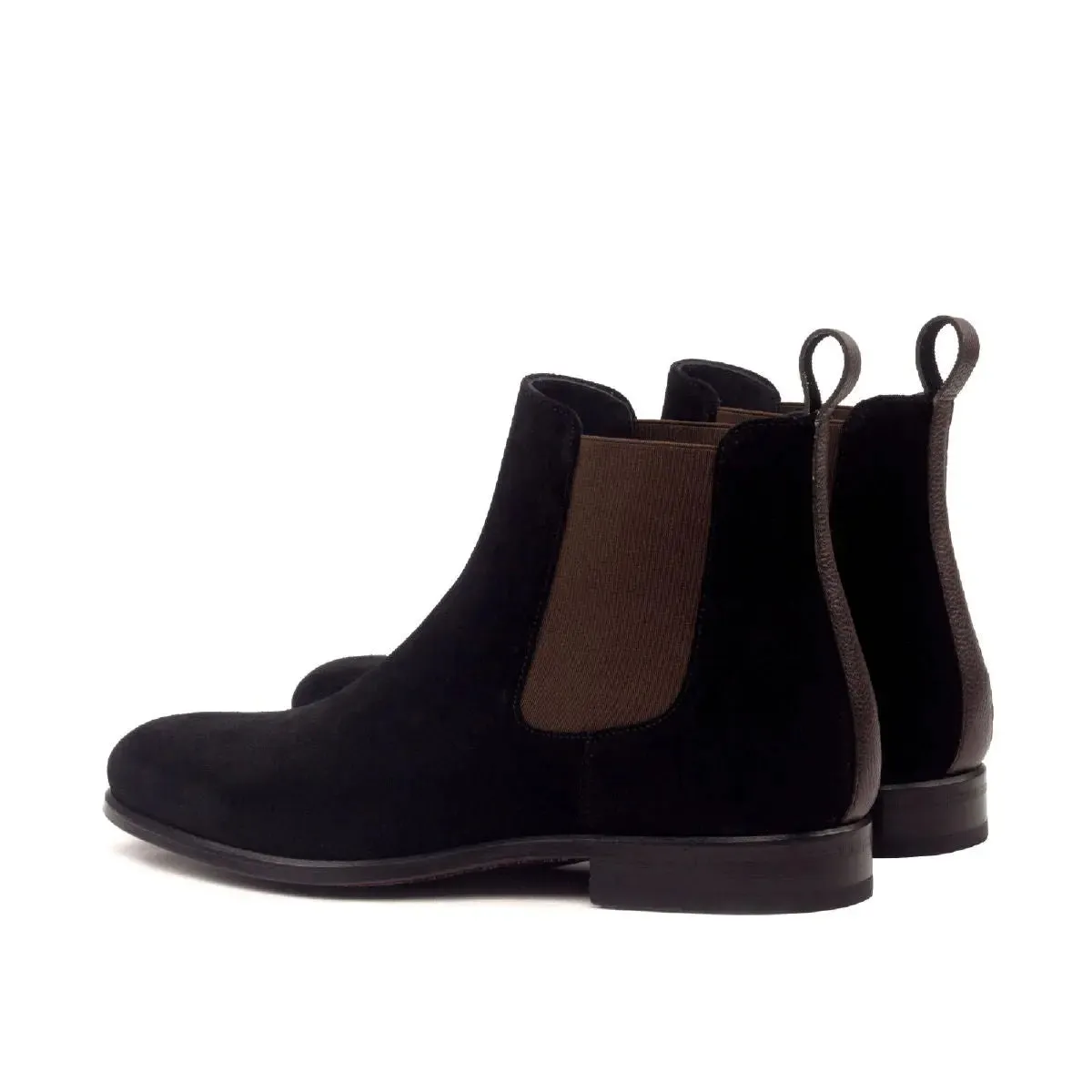 DapperFam Monza in Black / Dark Brown Men's Lux Suede & Italian Full Grain Leather Chelsea Boot