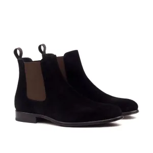 DapperFam Monza in Black / Dark Brown Men's Lux Suede & Italian Full Grain Leather Chelsea Boot