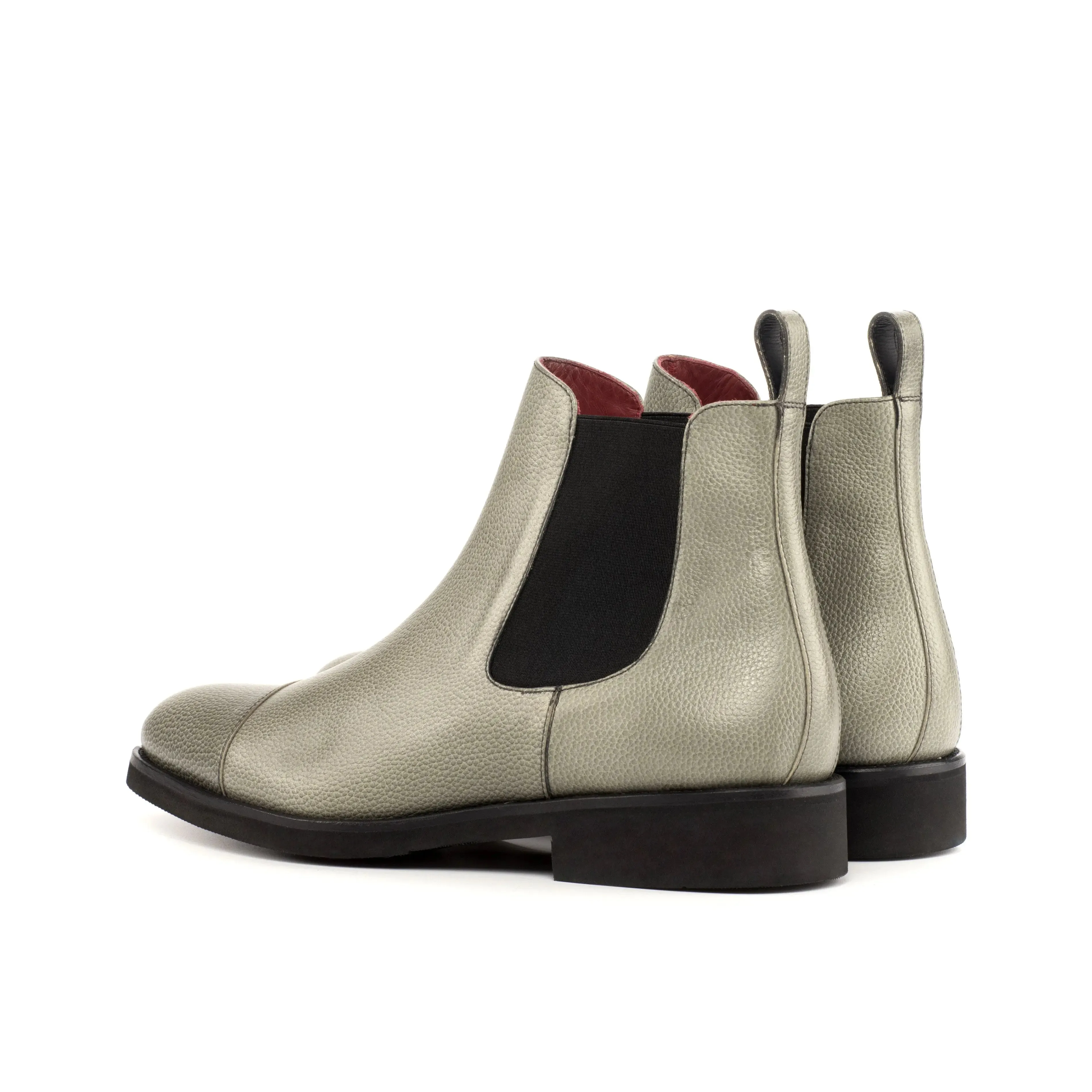 DapperFam Monza in Grey Men's Italian Full Grain Leather Chelsea Boot