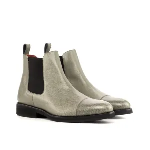 DapperFam Monza in Grey Men's Italian Full Grain Leather Chelsea Boot