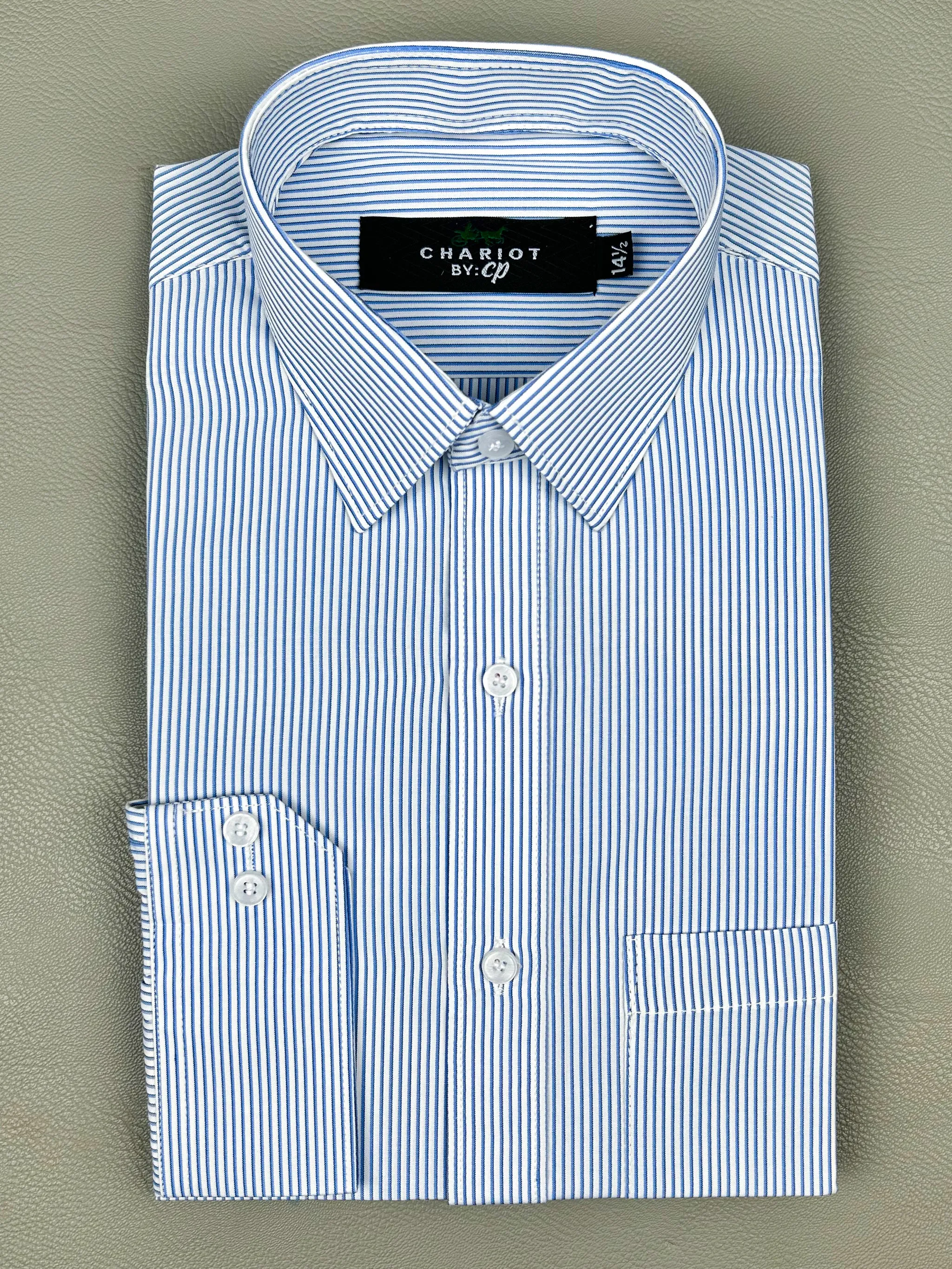 Dark Blue Lines Formal Dress Shirt For Men MFS157