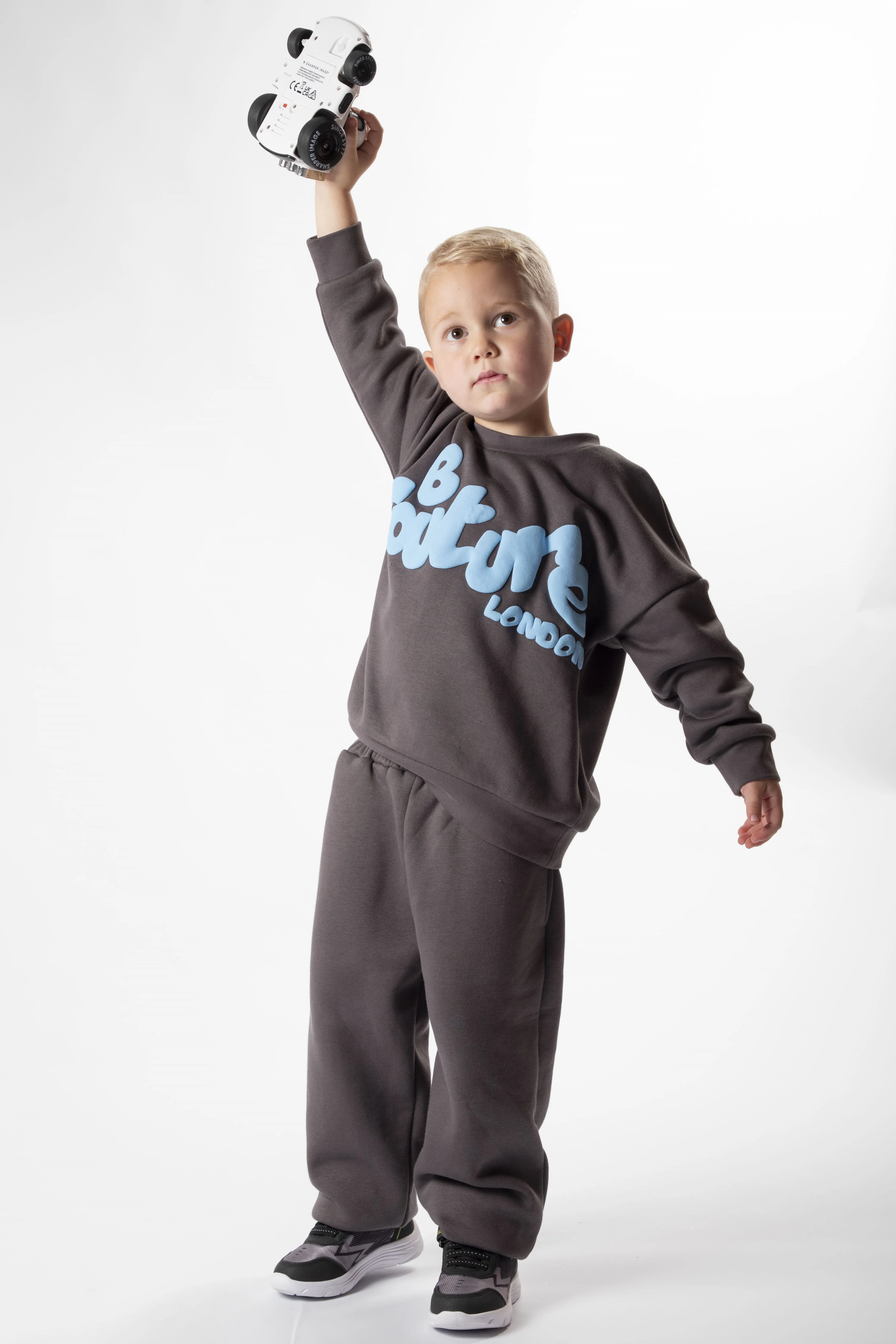 Dorville Fleece Crew Tracksuit Kids - Charcoal