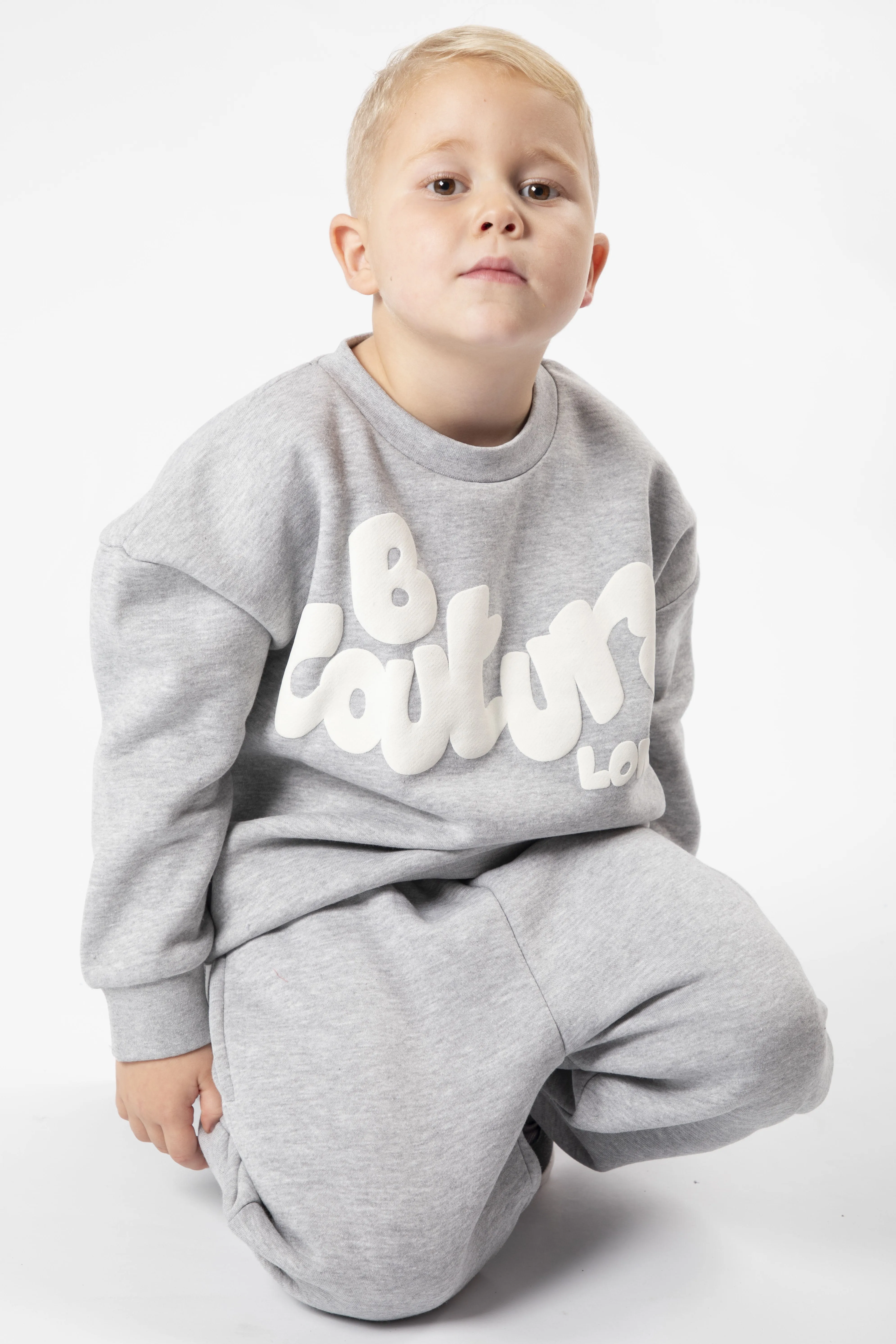 Dorville Fleece Crew Tracksuit Kids - Grey Marl