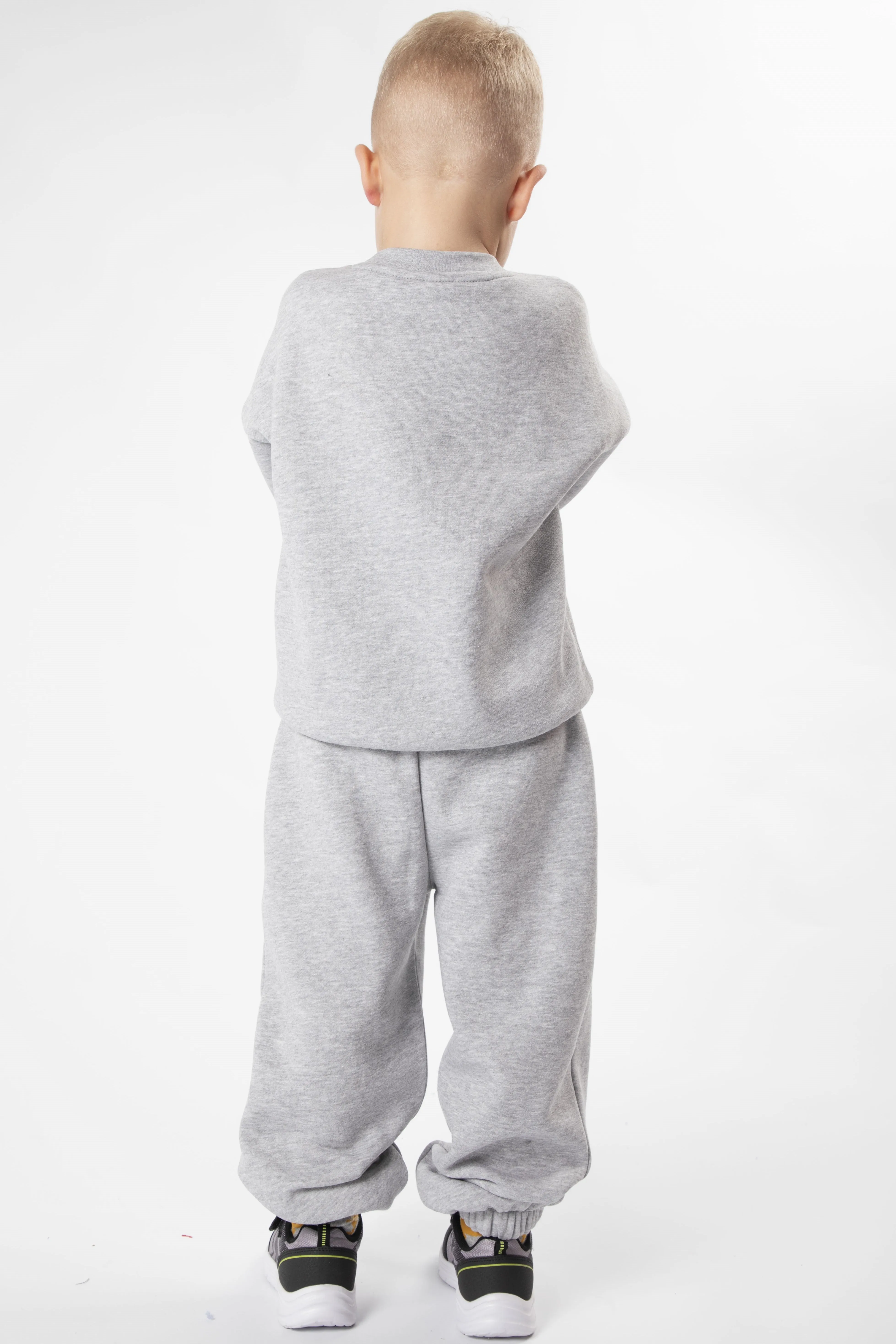 Dorville Fleece Crew Tracksuit Kids - Grey Marl