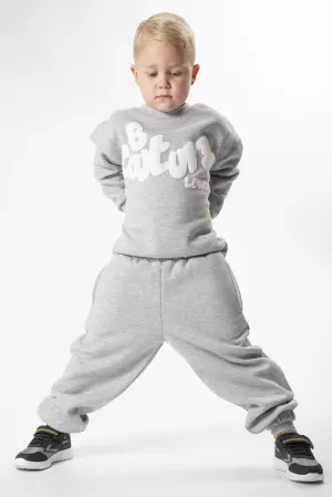 Dorville Fleece Crew Tracksuit Kids - Grey Marl