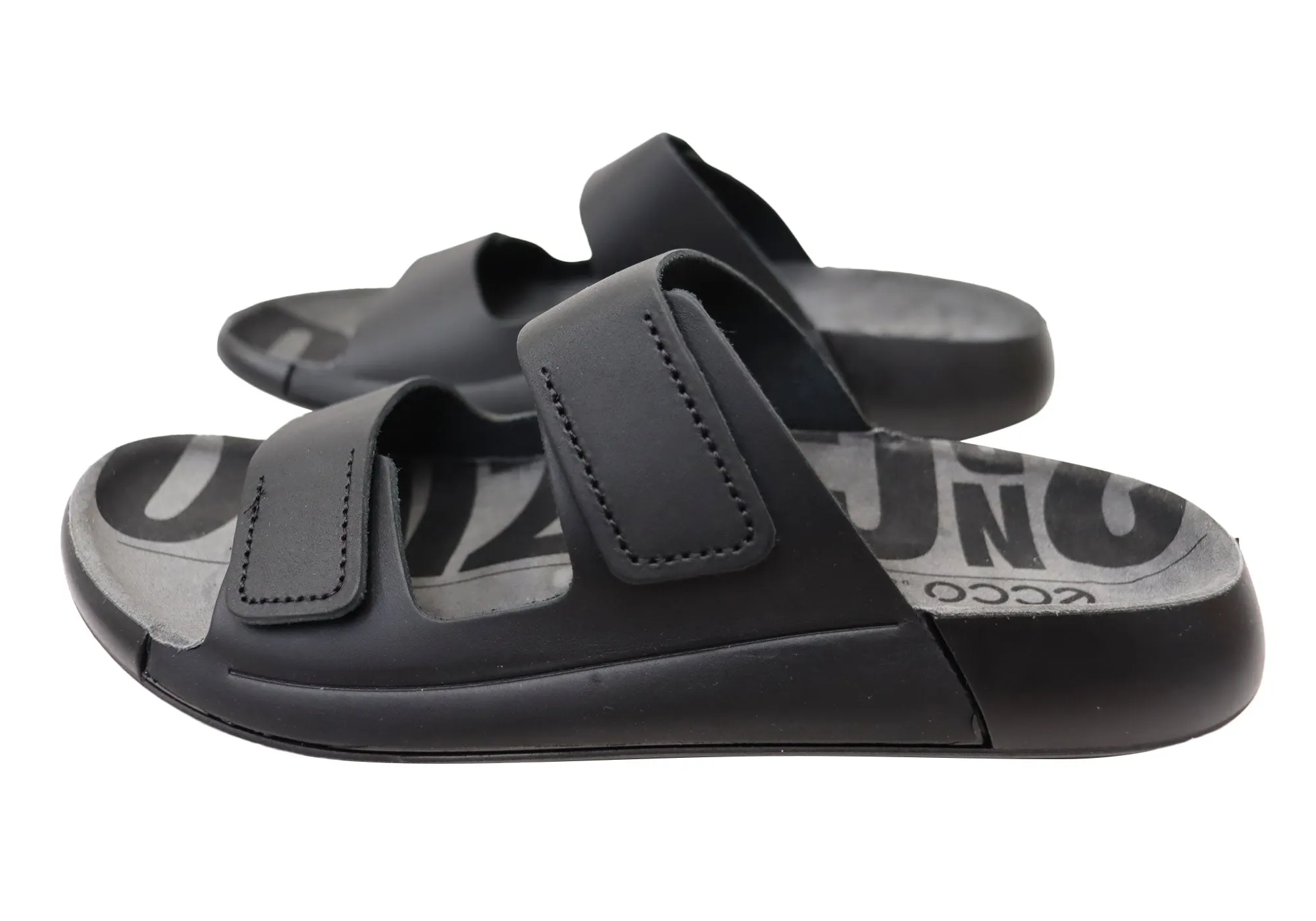 ECCO 2nd Cozmo Womens Comfortable Leather 2 Strap Slide Sandals