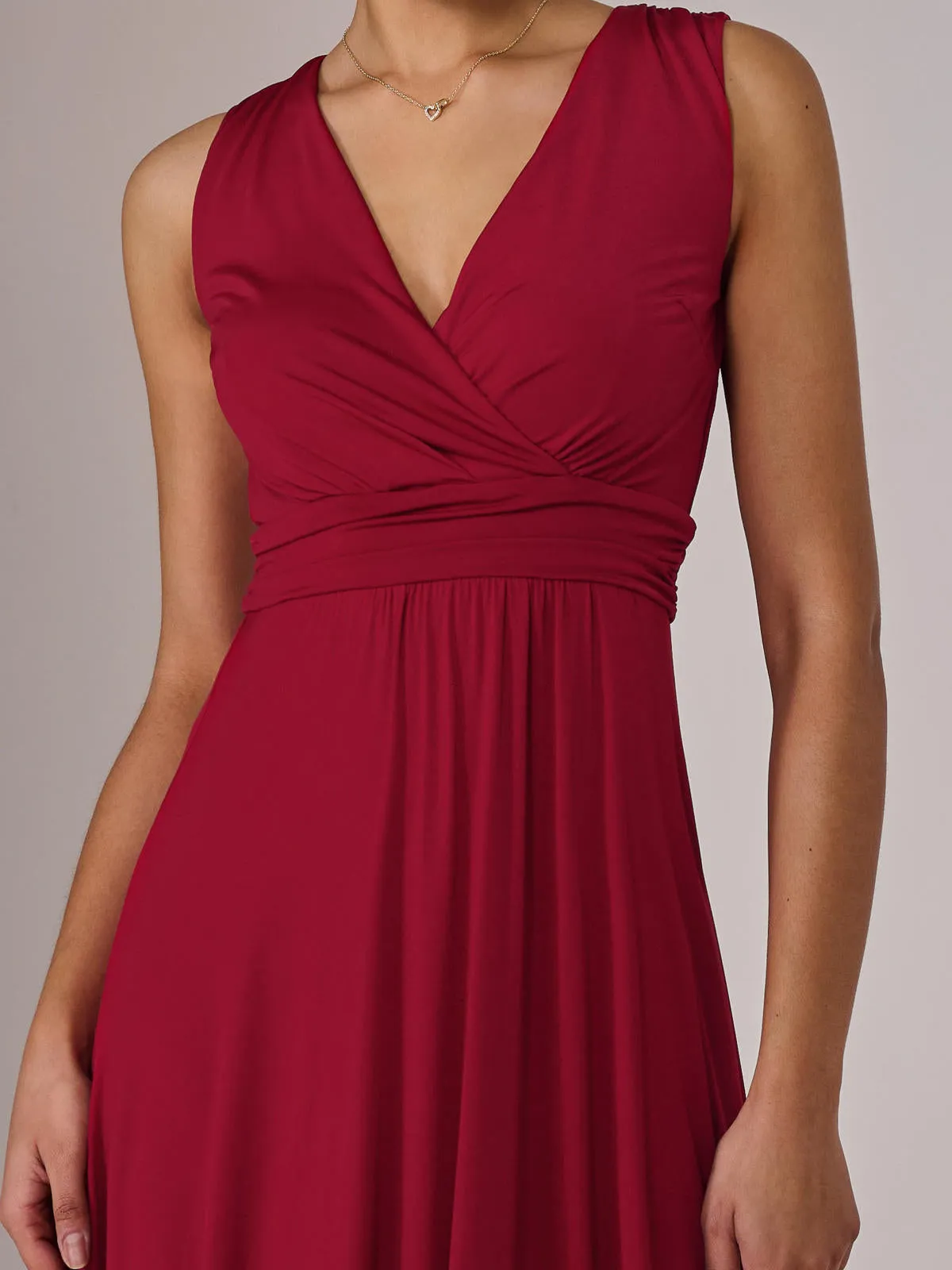 Ella Wrap Bodice Jersey Maxi Dress, Dark Red