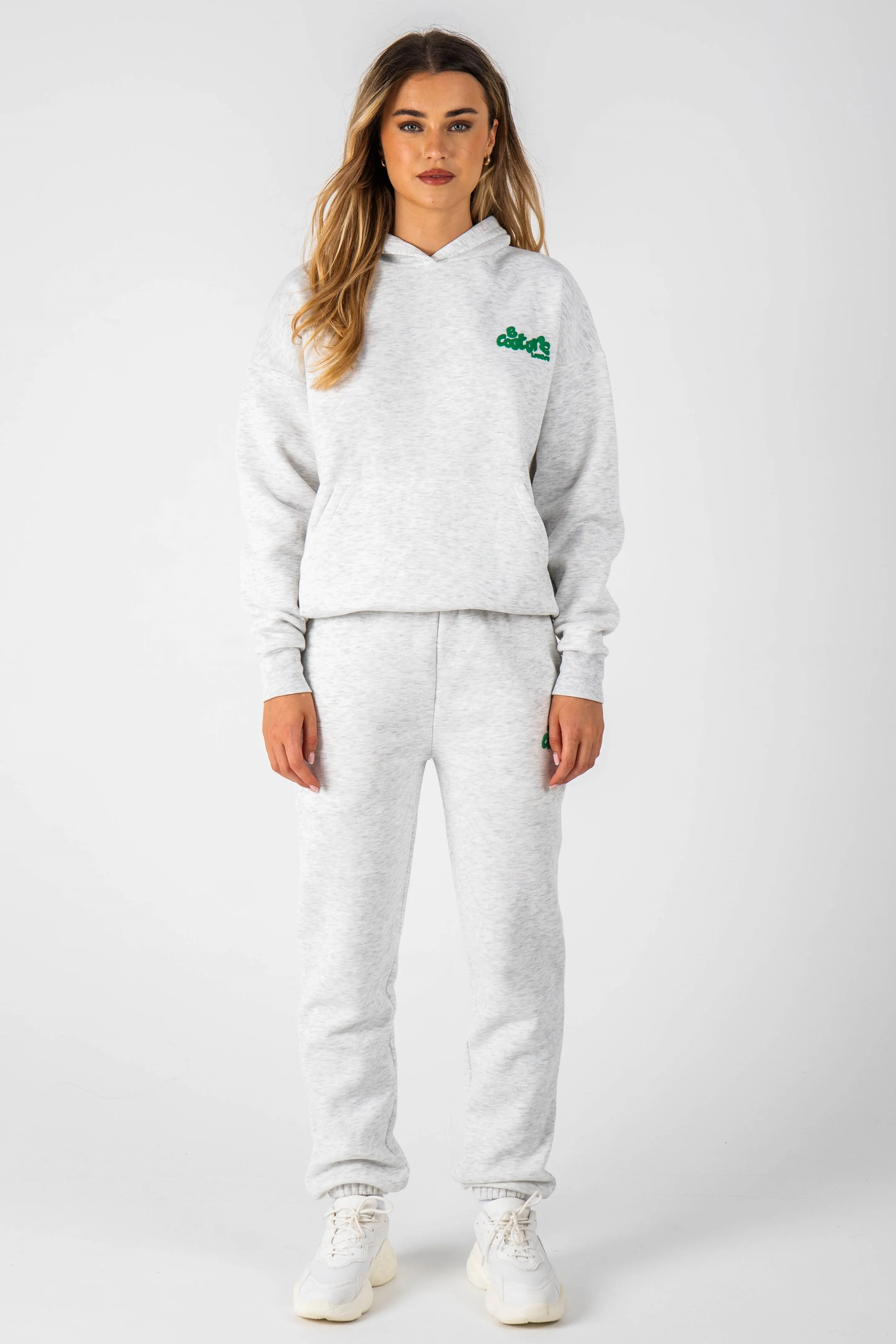 Erindale Oversized Fleece Tracksuit - Light Grey Marl