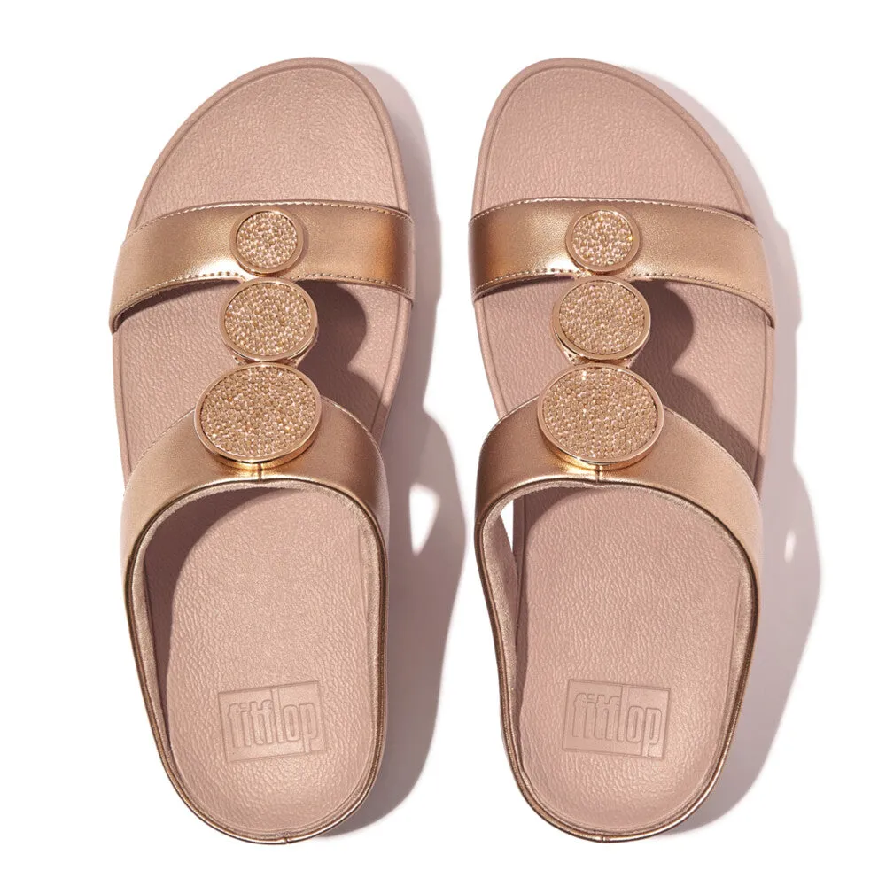 FitFlop Halo Bead Circle Metallic Slide Sandals - Rose Gold