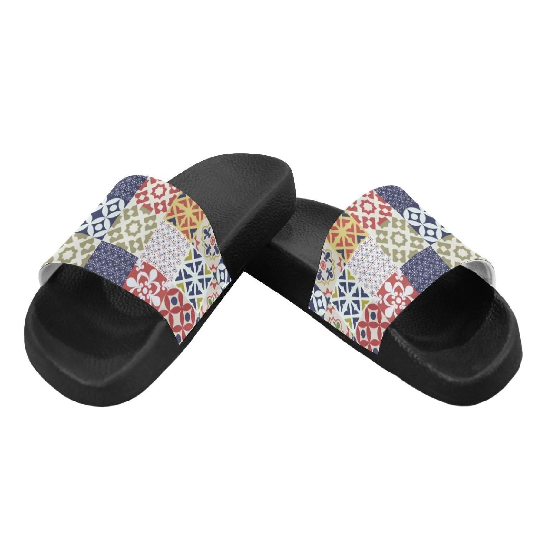 Flip-Flop Sandals, Patchwork Style Womens Slides