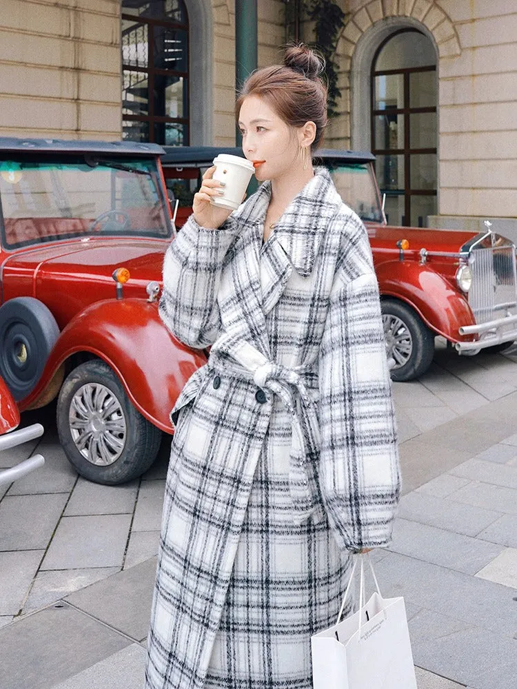 French Winter Hepburn Style Loose Woolen Women's Coat