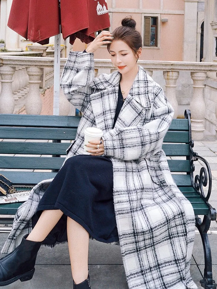 French Winter Hepburn Style Loose Woolen Women's Coat