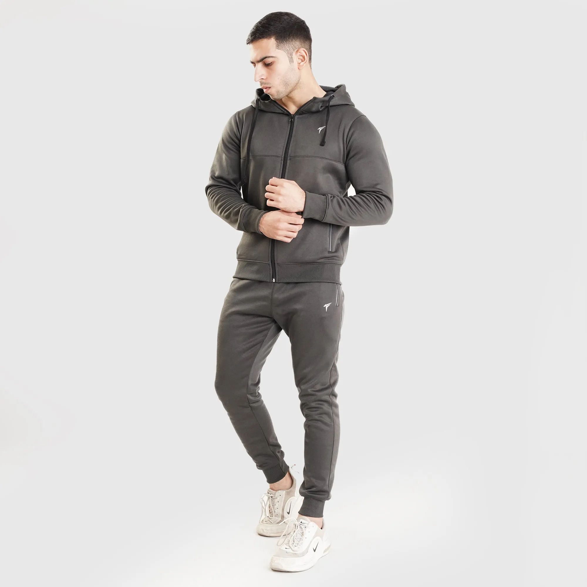 Full Charcoal Polyfleece Panel Tracksuit