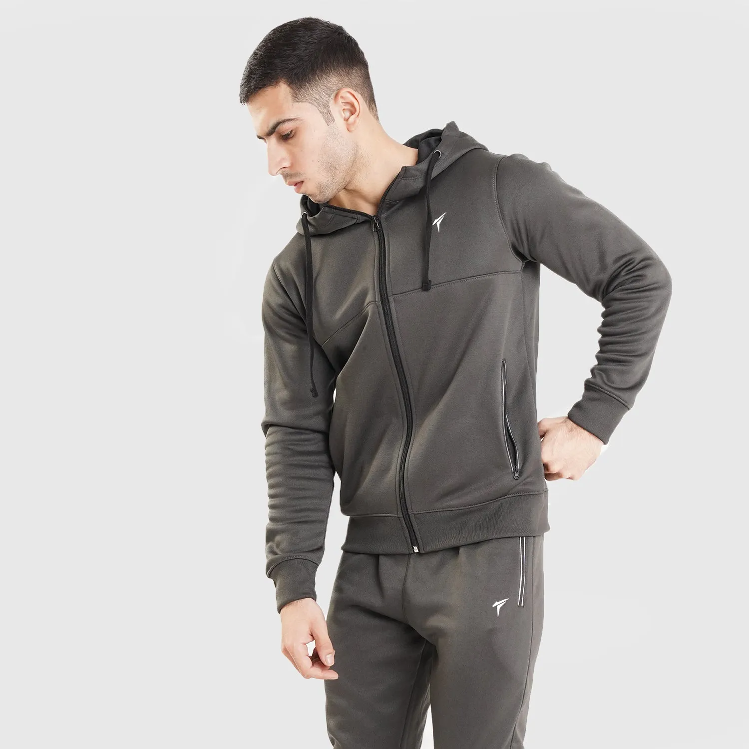 Full Charcoal Polyfleece Panel Tracksuit