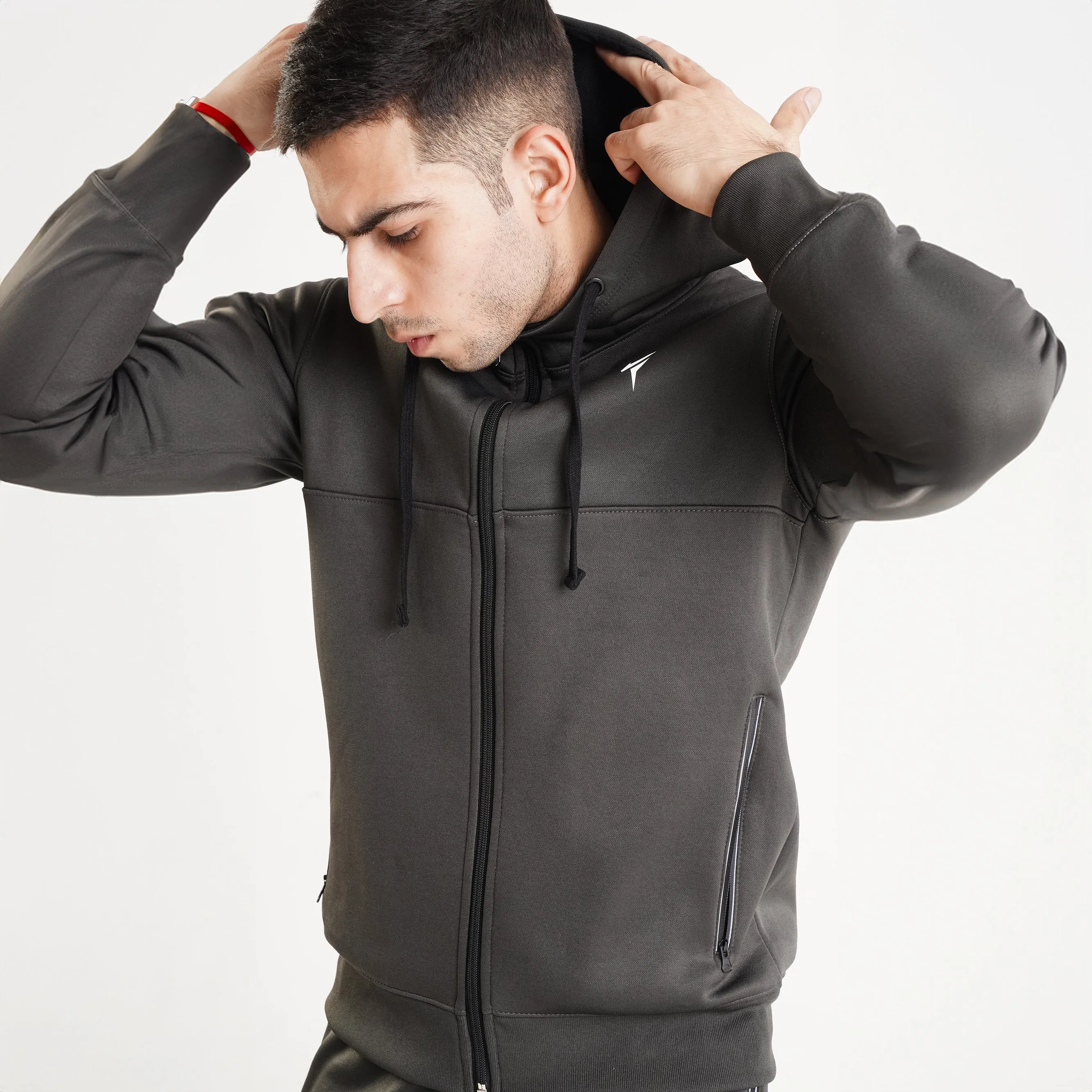 Full Charcoal Polyfleece Panel Tracksuit