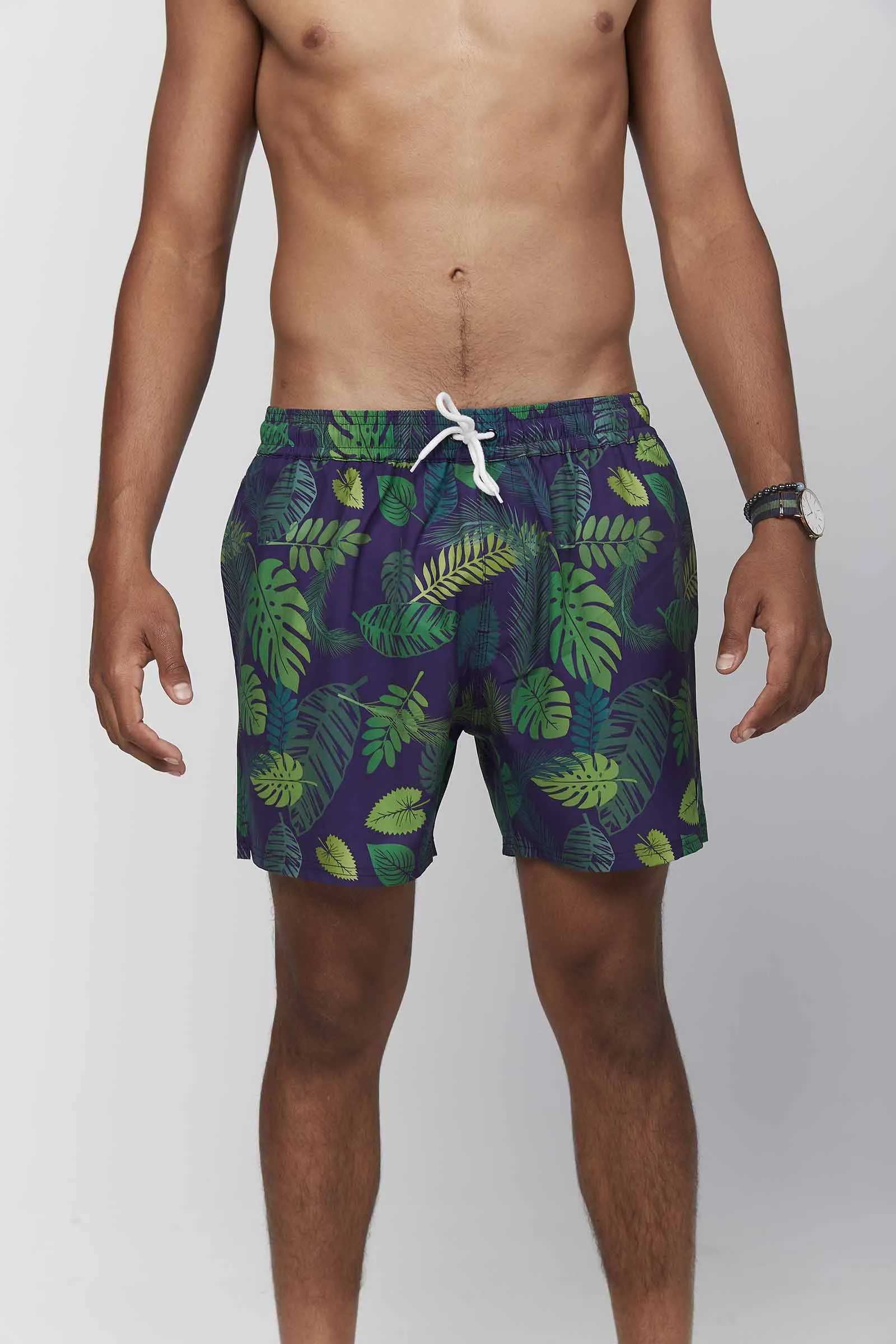 Going Troppo Beach Boardies Midnight Blue/Green (100% recycled)