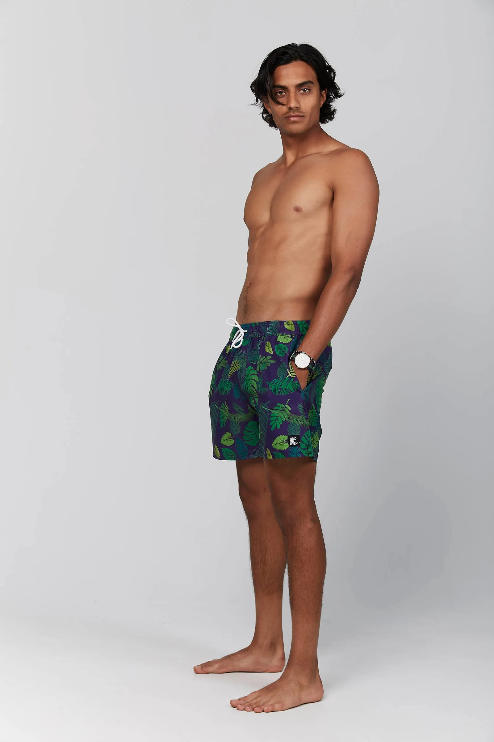 Going Troppo Beach Boardies Midnight Blue/Green (100% recycled)