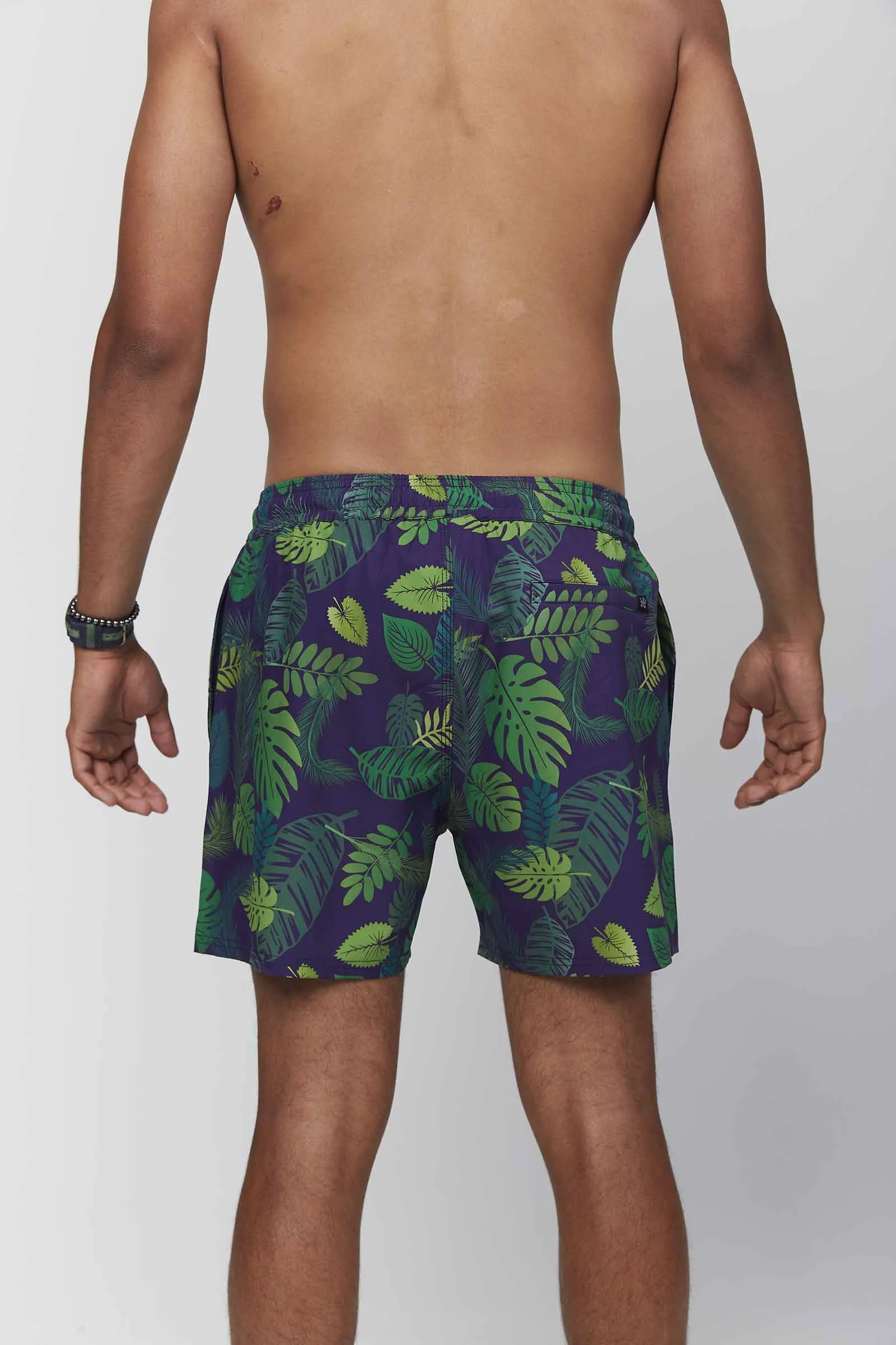 Going Troppo Beach Boardies Midnight Blue/Green (100% recycled)