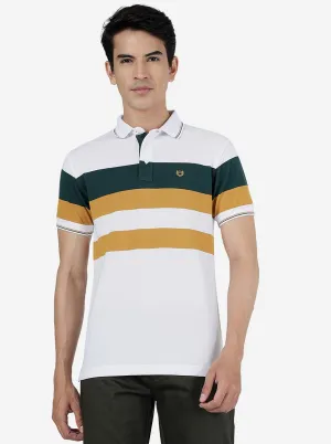 Green & Yellow Striped Slim Fit Polo T-Shirt | JadeBlue