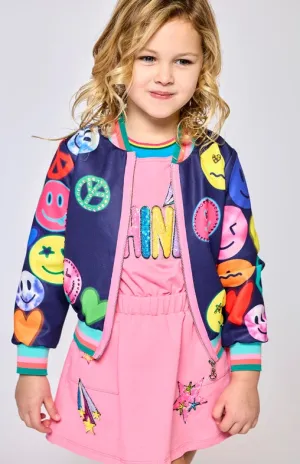 Happyface Print Bomber Jacket