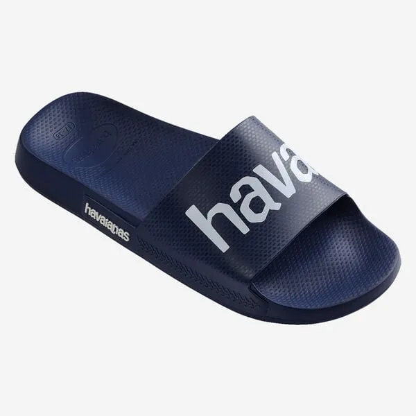 Havaianas Slide Classic Logomania Sandals - Navy Blue/Navy Blue