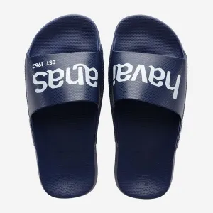 Havaianas Slide Classic Logomania Sandals - Navy Blue/Navy Blue