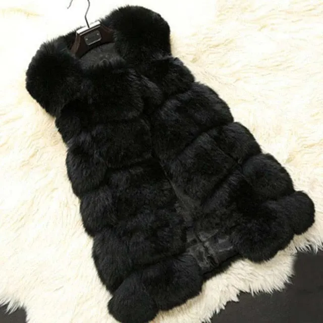 High quality Fur Vest coat Luxury Faux Fox Warm Women Coat Vests Winter Fashion furs Woment