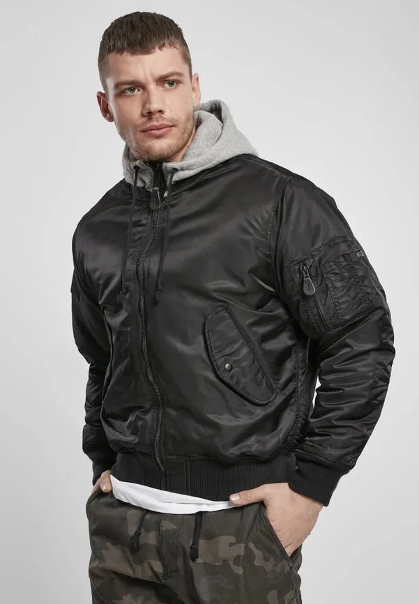 Hooded MA1 Bomber Jacket black/grey