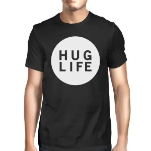 Hug Life Men's Black T-shirt Short Sleeve Simple Graphic Shirt