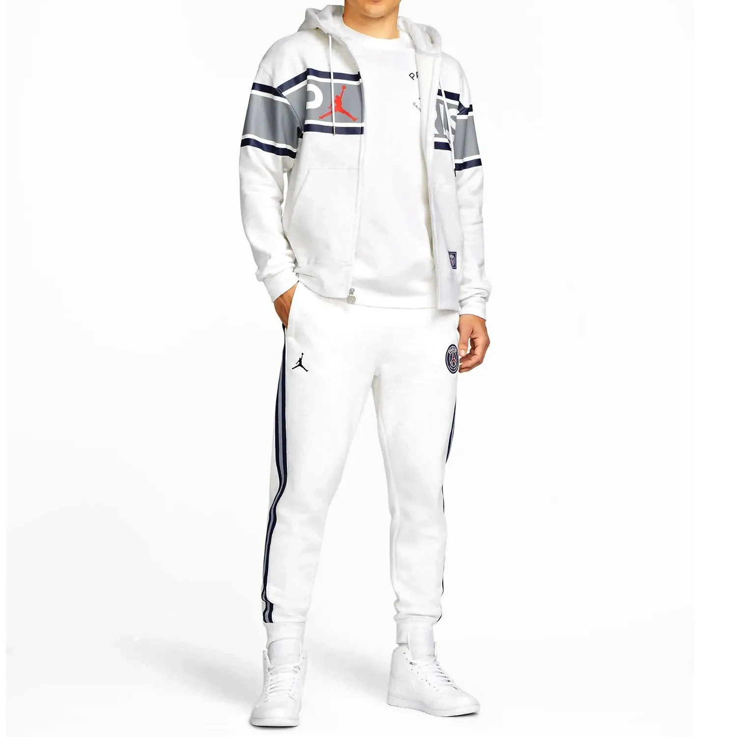 Jordan x PSG Casual Fleece white presentation tracksuit 2022 - Jordan