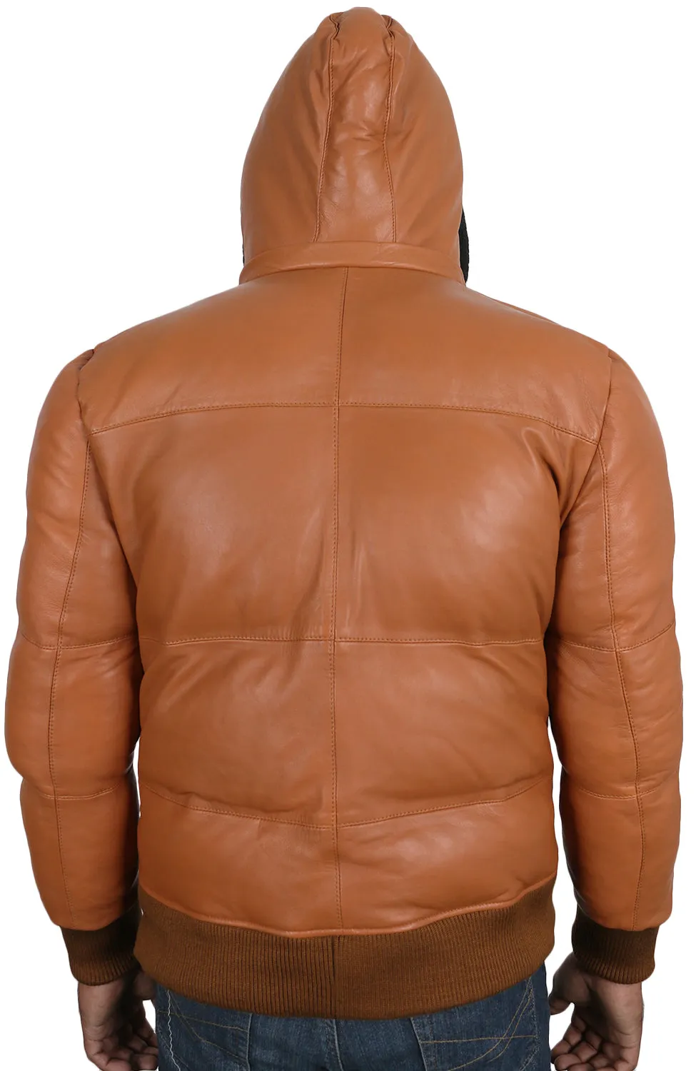 Leather Jackets Hub Mens Genuine Lambskin Leather Jacket (Cognic Tan, Hooded) - 1801020