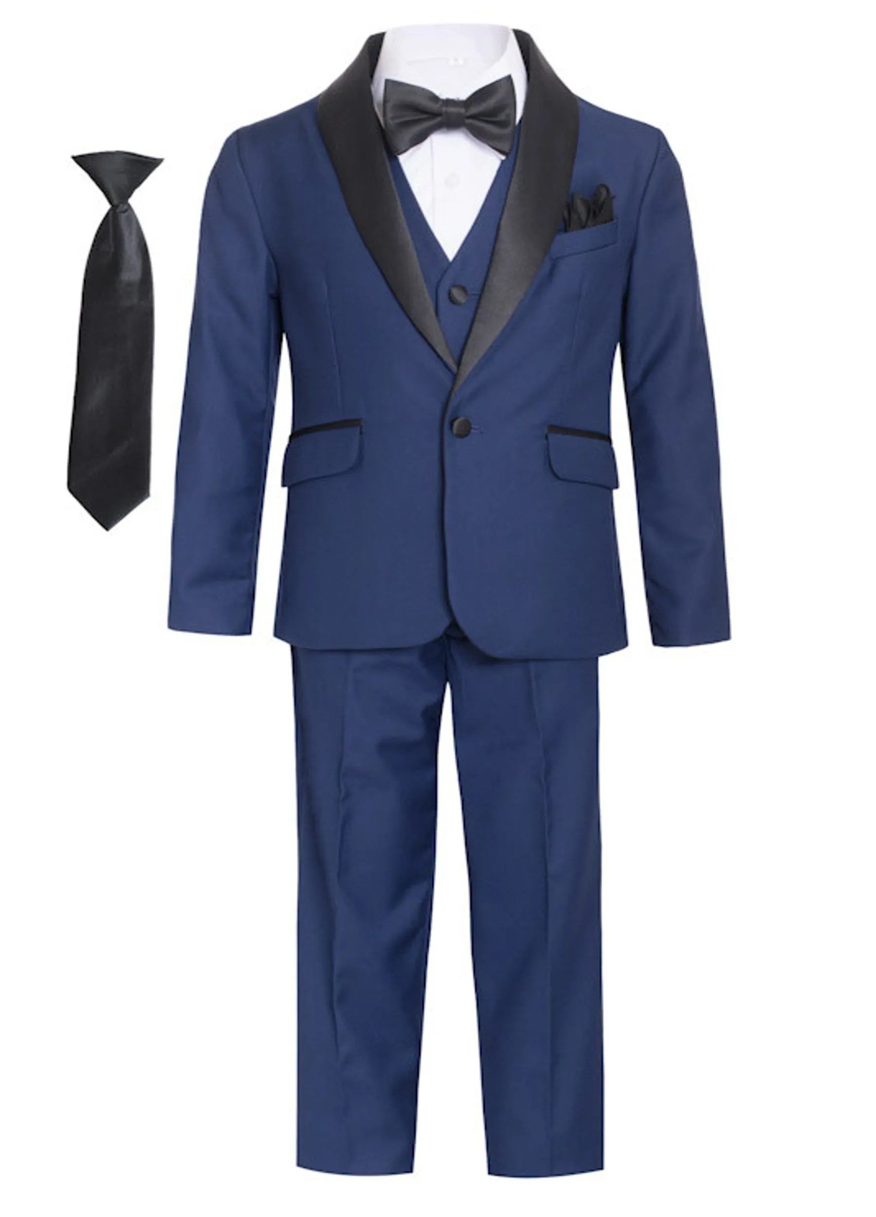 Little Boys Shawl Collar Tuxedo Slim Fit 7 Pc Suit 12M-6