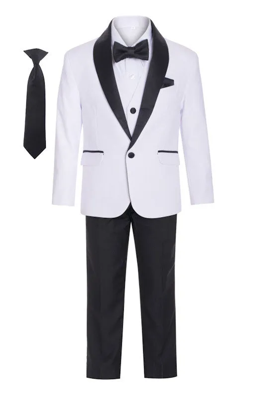 Little Boys Shawl Collar Tuxedo Slim Fit 7 Pc Suit 12M-6