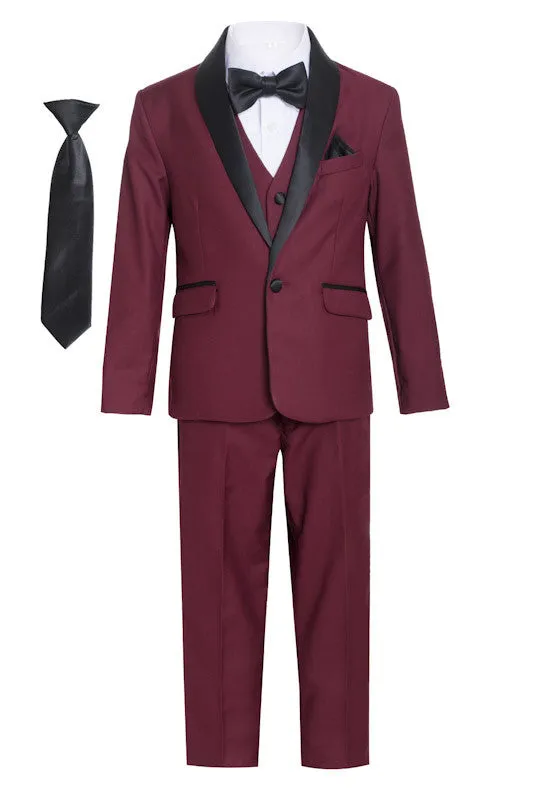 Little Boys Shawl Collar Tuxedo Slim Fit 7 Pc Suit 12M-6