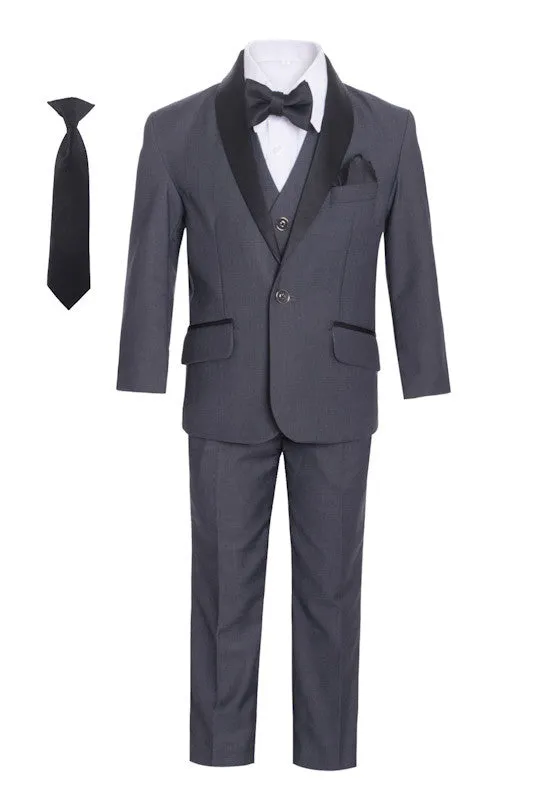 Little Boys Shawl Collar Tuxedo Slim Fit 7 Pc Suit 12M-6