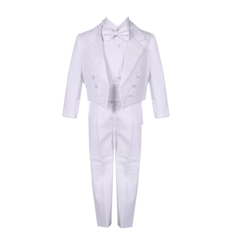 Little Boys White 5 Piece Vest Jacket Pants Special Occasion Tuxedo Suit 2-7