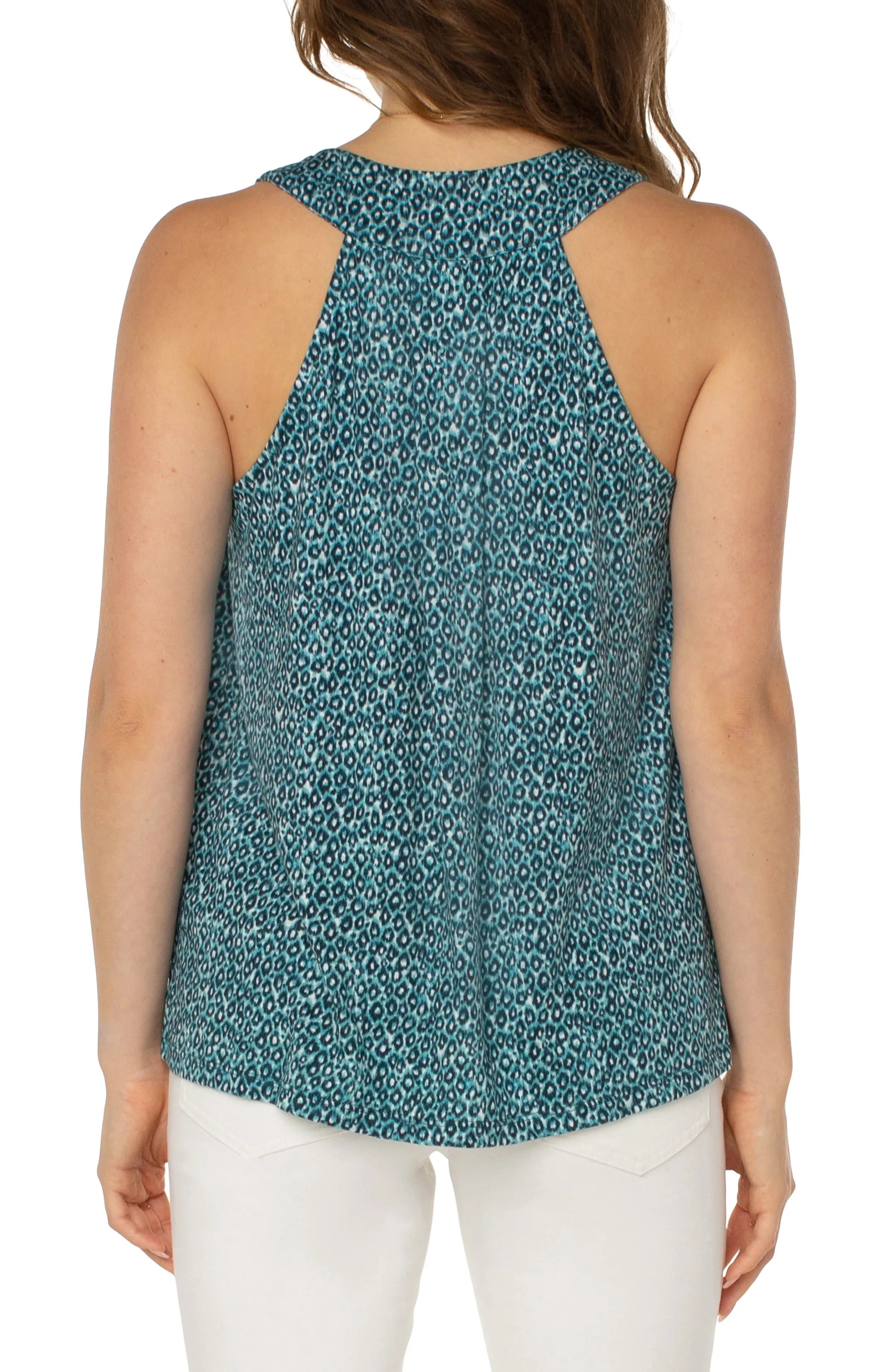 Liverpool pleated front sleeveless modal knit top (teal)