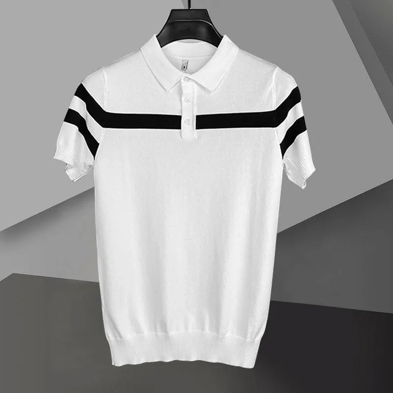 LMS Stitching Lapel Short Sleeve Polos