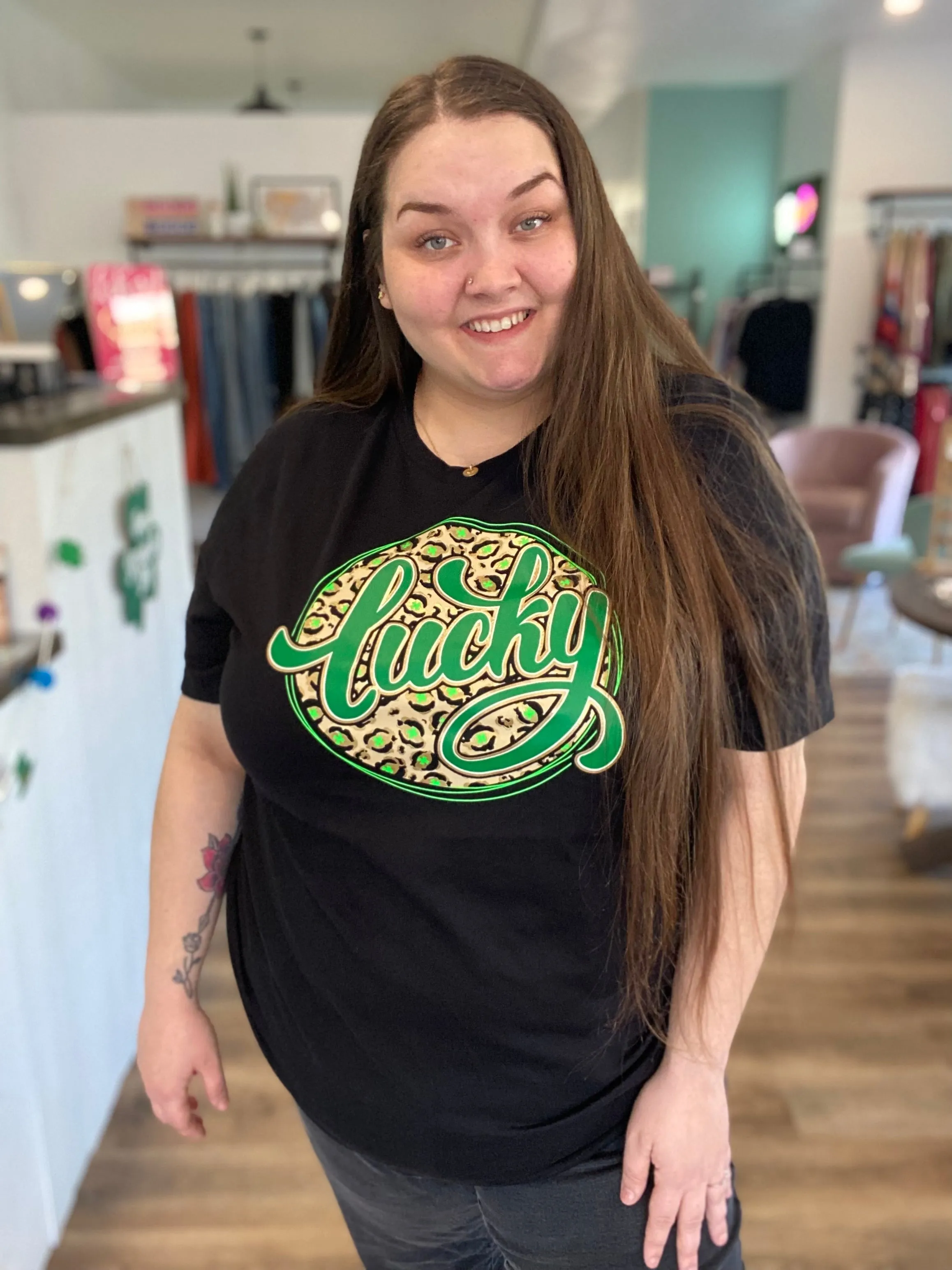 Lucky Leopard and Gold St Patrick's Day Graphic Tee