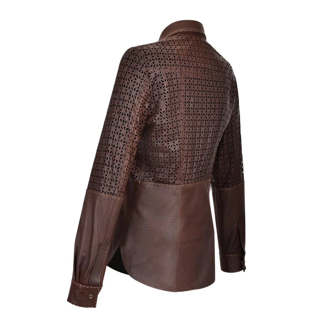 M263COC - Cuadra brown fashion blouson leather shirt jacket for women