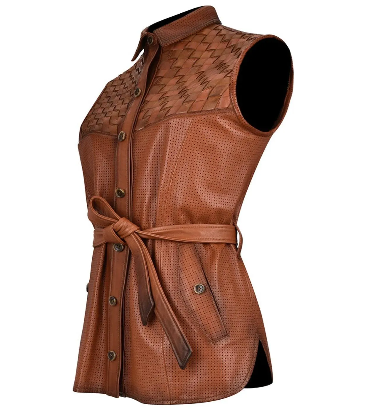 M265COC - Cuadra vegetal casual fashion leather woven vest for women