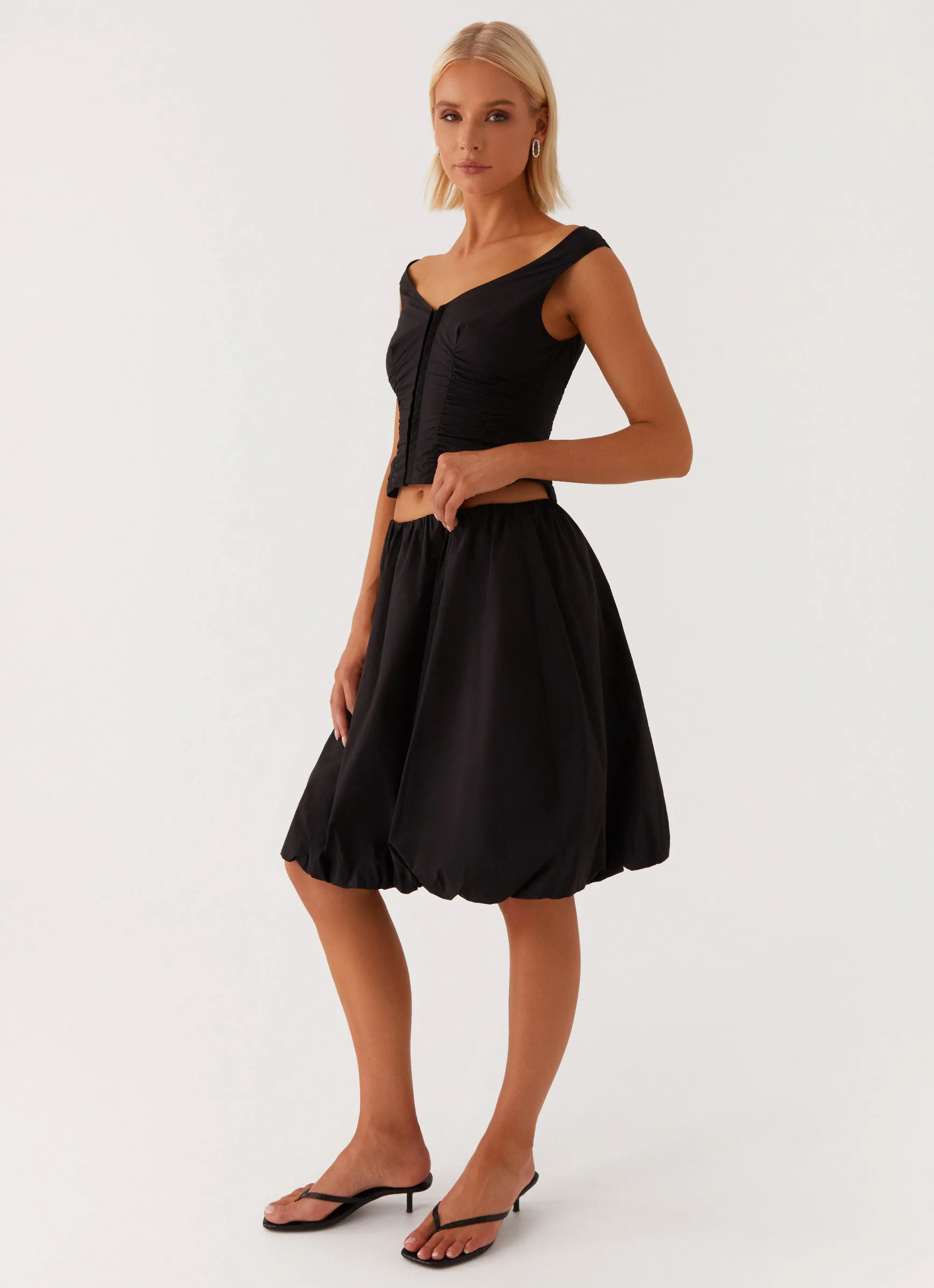 Make Way Bubble Midi Skirt - Black