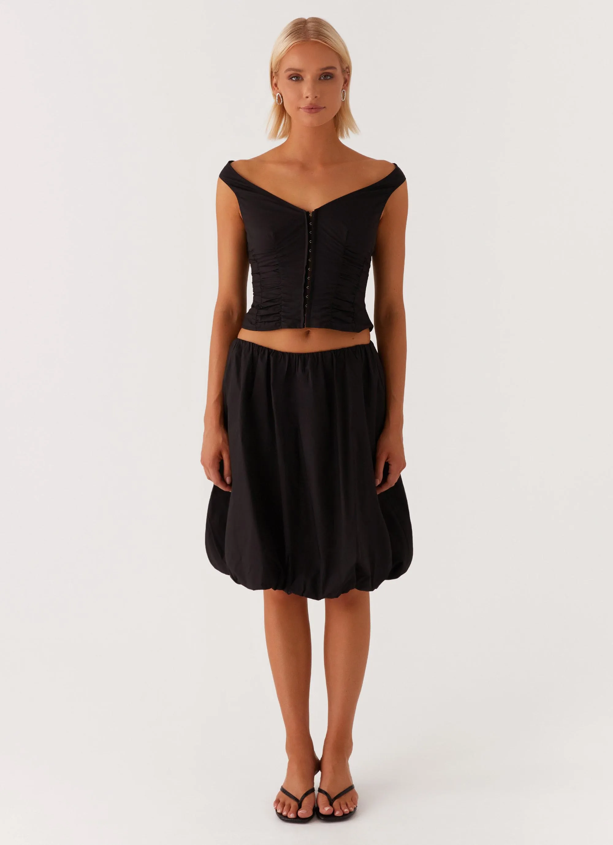 Make Way Bubble Midi Skirt - Black