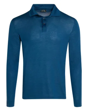 Marine Blue Long Sleeve Polo