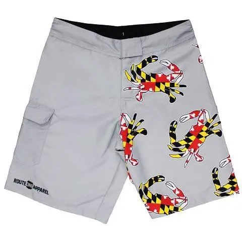 Maryland Full Flag Crab (Grey) / Board Shorts