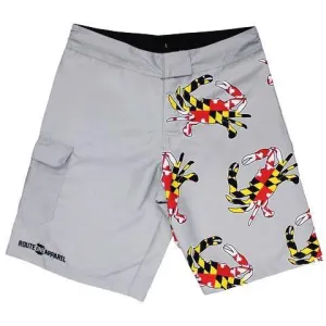 Maryland Full Flag Crab (Grey) / Board Shorts