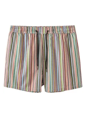 Men Multicolor Striped Pocket Holiday Casual Drawstring Board Shorts