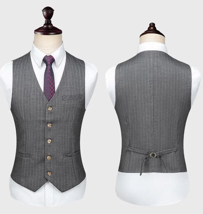 Men Suit - Piombo Striped Double-Breasted Suit